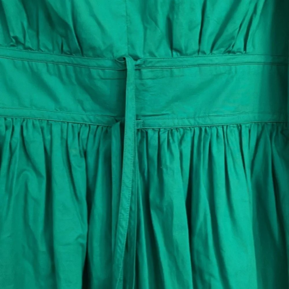 J. Crew Green Smocked Tie Front A-Line Dress size 10